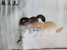 湘绣《猫》，眼睛炯炯有神、栩栩如生6