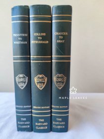英文诗三卷 English Poetry in Three Volumes - Volume I: From Chaucer to Gray Volume II From Collins to Fitzgerald - Volume III, Tennyson to Whitman - Deluxe Edition 哈佛经典  竹节书脊 瑕疵见图 外表有破损 第三册书脊内侧的布脱落