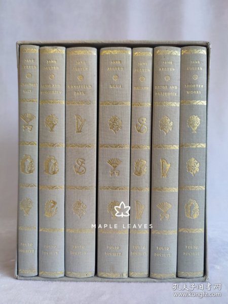 简·奥斯汀 The Folio Jane Austen : Mansfield Park , Emma, Pride & Prejudice , Sense & Sensibility , Persuasion , Northanger Abbey , Shorter Works 7卷盒装 1988年 傲慢与偏见 劝导 曼菲尔德庄园 诺桑觉寺 爱玛 理智与情感