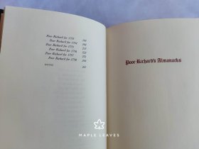 限量版 Poor Richard's Almanacks for 1733-1758 美国国父本杰明富兰克林 穷理查年鉴 Franklin Library  瑕疵见图 有些压痕