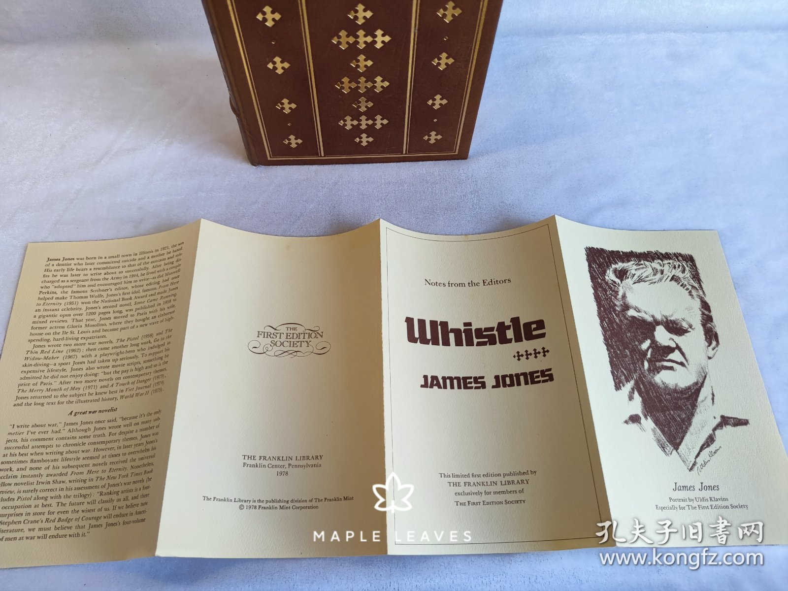 会员定制首版限量版 Whistle 吹哨 James Jones 詹姆斯·琼斯 Franklin Library 书口刷金 竹节书脊 飘带书签 1978年