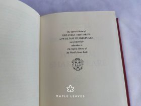 Greatest Histories of William Shakespeare 莎士比亚历史剧 Rockwell Kent 洛克威尔·肯特插图 (Oxford Library of the World's Greatest Books) Oxford University Press/ Franklin Library 磨损、压痕见图