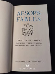 Aesop's Fables 伊索寓言 磨损见图 前十几页有笔记划线