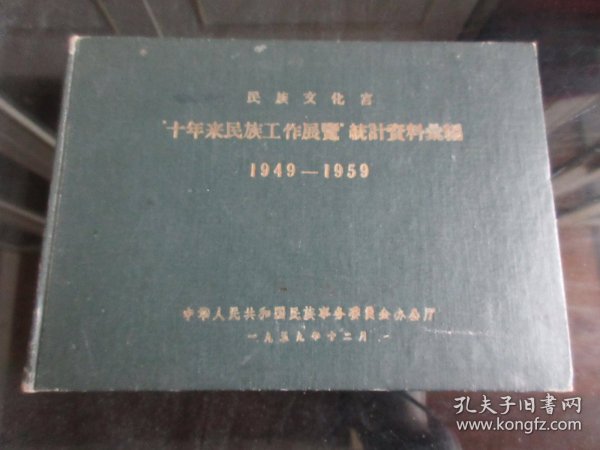 罕见五十年代精装32开漆面精装本《民族文化宫“十年来民族工作展览”统计资料汇编1949-1959》1959年一版一印-尊C-5（7788）