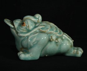 汝窑金蟾，高7×14厘米