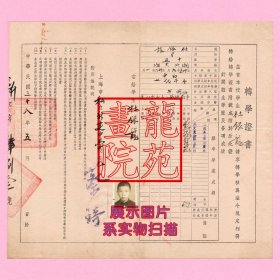 上海解放期间校史资料“转学证书”市私立新建中学杜银龙民国38年1949.5