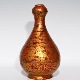 明宣德古铜釉蒜头瓶，高32.5cm直径18.5cm