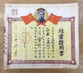 苏州市税务推进委员会 1952年 北区分会 会计班 结业证书