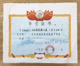 苏州教育资料——1958年 江苏省新苏师范学校 毕业证书——苏州百年名校，民国名媛张幼仪、著名核物理学家吴健雄、东吴女作家罗洪女士的母校。学校常邀请知名人士前来执教或讲学，如胡适、黄炎培、陶行知、章太炎等。