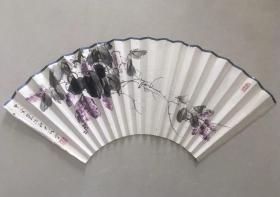 中国美协会员 海上画派名家、上海中国画院首批画师 近代花鸟草虫画大家 潘君诺——扇面（保真）