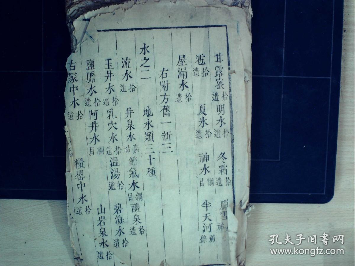 C1419，明或清早期精刻本医学古籍：本草纲目，大开本线装一厚册卷5-7，刻印精良，纸张质量上佳