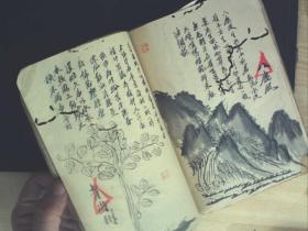 C1370，少见清人莫树蕃药方古籍手抄，60年代手抄本：集验简易良方，线装一厚册3卷，大量药方，有大量精美手绘草药图。