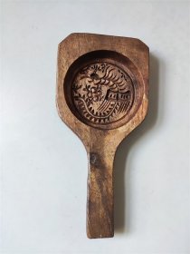 民国时期木雕凤戏牡丹纹糕点食品印模