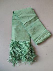 清末时期绿丝绸缠腿带子一对