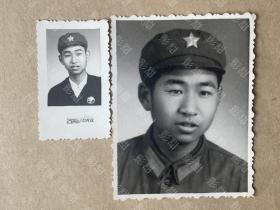 老照片，军人，赠一张戴毛主席像章吕城照相馆（位于江苏镇江丹阳）