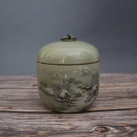 陶瓷雍正粉彩雪景茶叶罐瓷器