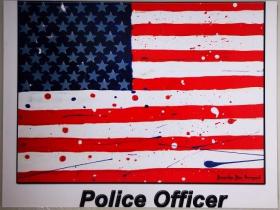 Zazzle明信片：美国国旗图案、警察字样