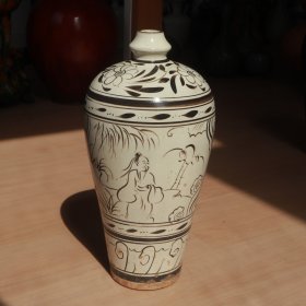 磁州窑系 人物纹梅瓶 老窑瓷器陶瓷 古董文玩