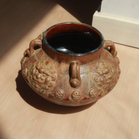 宋代 酱釉狮首四系罐 老窑瓷器陶瓷 古董文玩