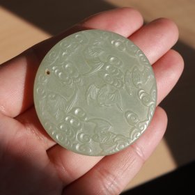 清代 蝙蝠祥云福寿纹玉佩 和田玉 古玉老玉器玉石 古董文玩