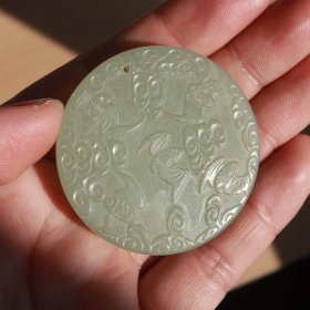 清代 蝙蝠祥云福寿纹玉佩 和田玉 古玉老玉器玉石 古董文玩