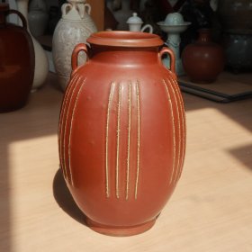 紫金釉 堆白线两系罐 老窑瓷器陶瓷 古董文玩