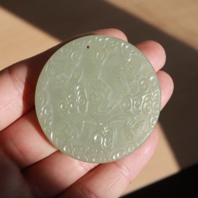 清代 蝙蝠祥云福寿纹玉佩 和田玉 古玉老玉器玉石 古董文玩