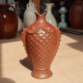 磁州窑系 紫金釉鱼形壶 老窑瓷器陶瓷 古董文玩