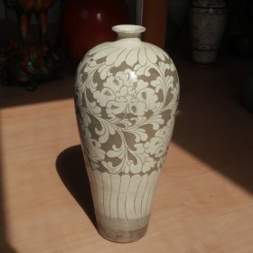 宋代 磁州窑 白底剔花牡丹纹梅瓶 老窑瓷器陶瓷 古董文玩