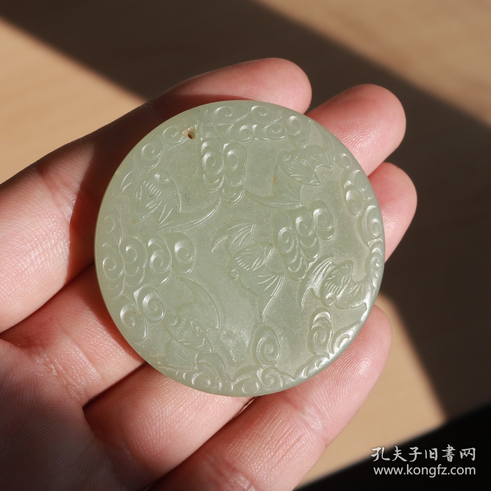 点击查看原图 清代 蝙蝠祥云福寿纹玉佩 和田玉 古玉老玉器玉石 古董文玩