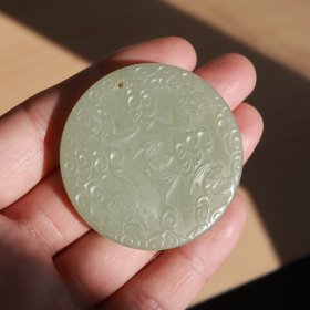 清代 蝙蝠祥云福寿纹玉佩 和田玉 古玉老玉器玉石 古董文玩