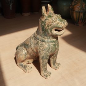 汉代绿釉 瑞犬 老窑瓷器陶瓷 古董文玩
