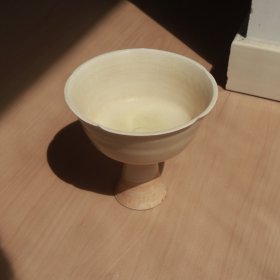 隋白瓷 花口高足杯 老窑瓷器陶瓷 古董文玩