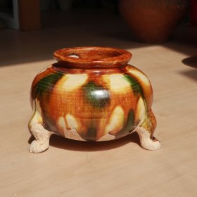 唐三彩 巩县窑 三足炉 老窑瓷器陶瓷 古董文玩