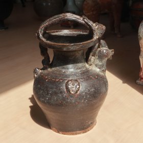西晋 酱釉 鸡首壶 老窑瓷器陶瓷 古董文玩