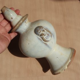 年份不知 钧窑 月白釉 狮耳瓶 老窑瓷器陶瓷 古董文玩