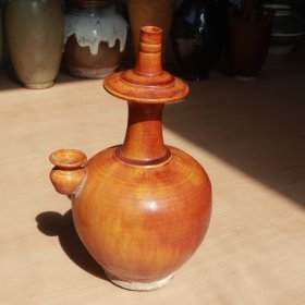 唐 巩县窑 橘黄釉净瓶 老窑瓷器陶瓷 古董文玩