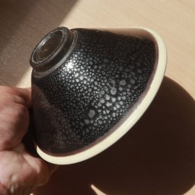 宋代 怀仁窑 白覆轮 黑釉白口油滴盏 老窑瓷器陶瓷 古董文玩 古美术 文人书房茶空间美学