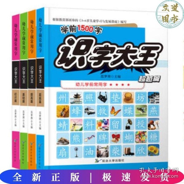 3-6岁识字大王幼儿学前常用字学前1500字（全4册）