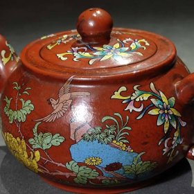 638_蒋蓉老师紫砂壶作品，彩绘紫砂壶