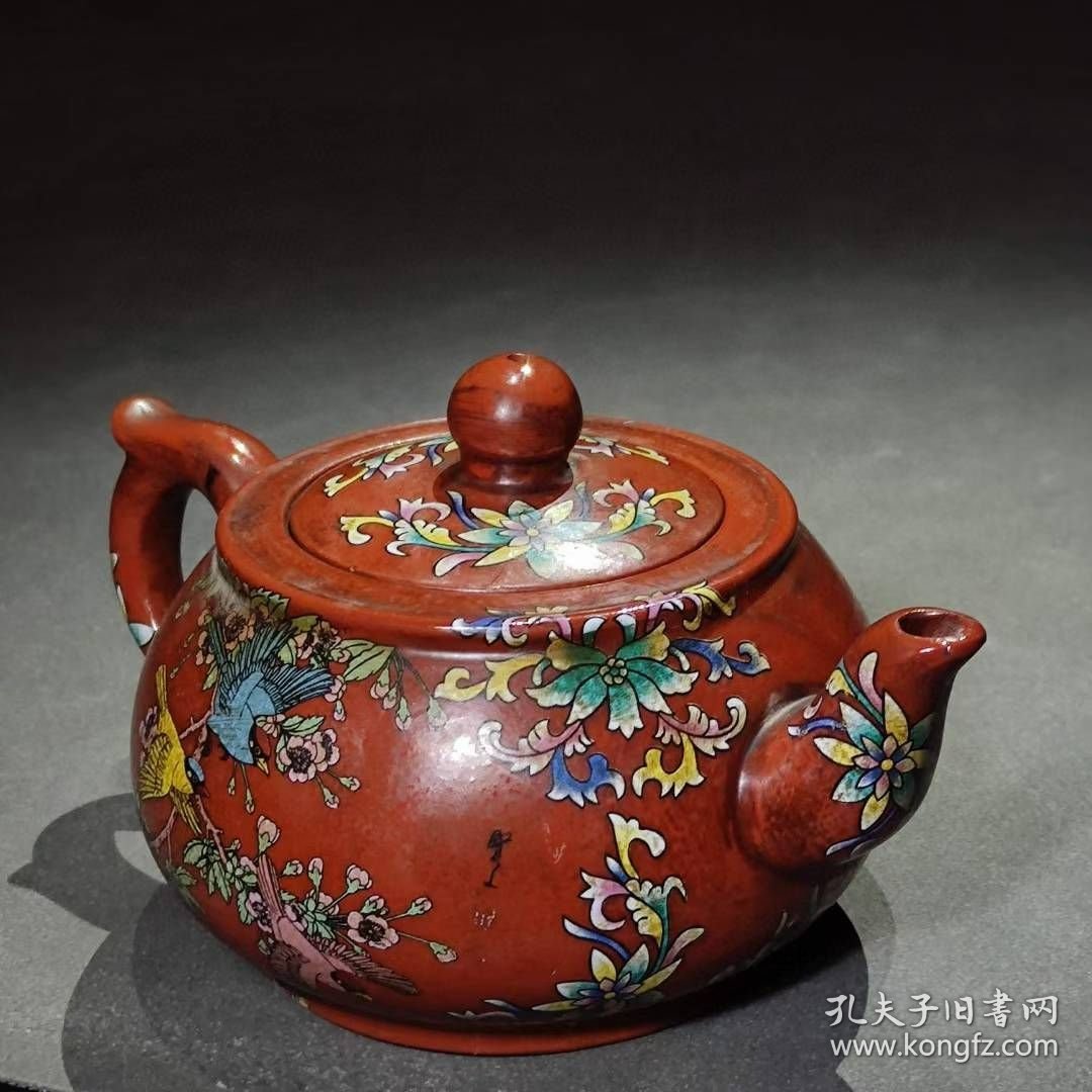 638_蒋蓉老师紫砂壶作品，彩绘紫砂壶