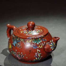 638_蒋蓉老师紫砂壶作品，彩绘紫砂壶