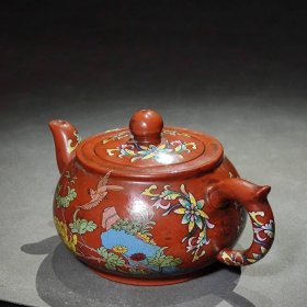 638_蒋蓉老师紫砂壶作品，彩绘紫砂壶
