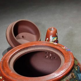 638_蒋蓉老师紫砂壶作品，彩绘紫砂壶