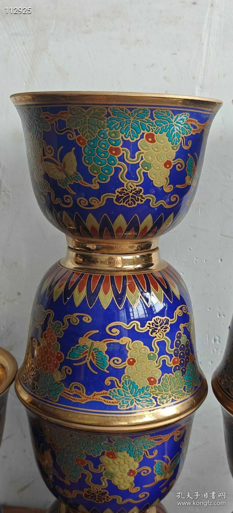 132_大明宣德年制葡萄鎏金杯还有六个