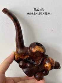 650_雕刻福禄海南黄花梨随型烟斗。