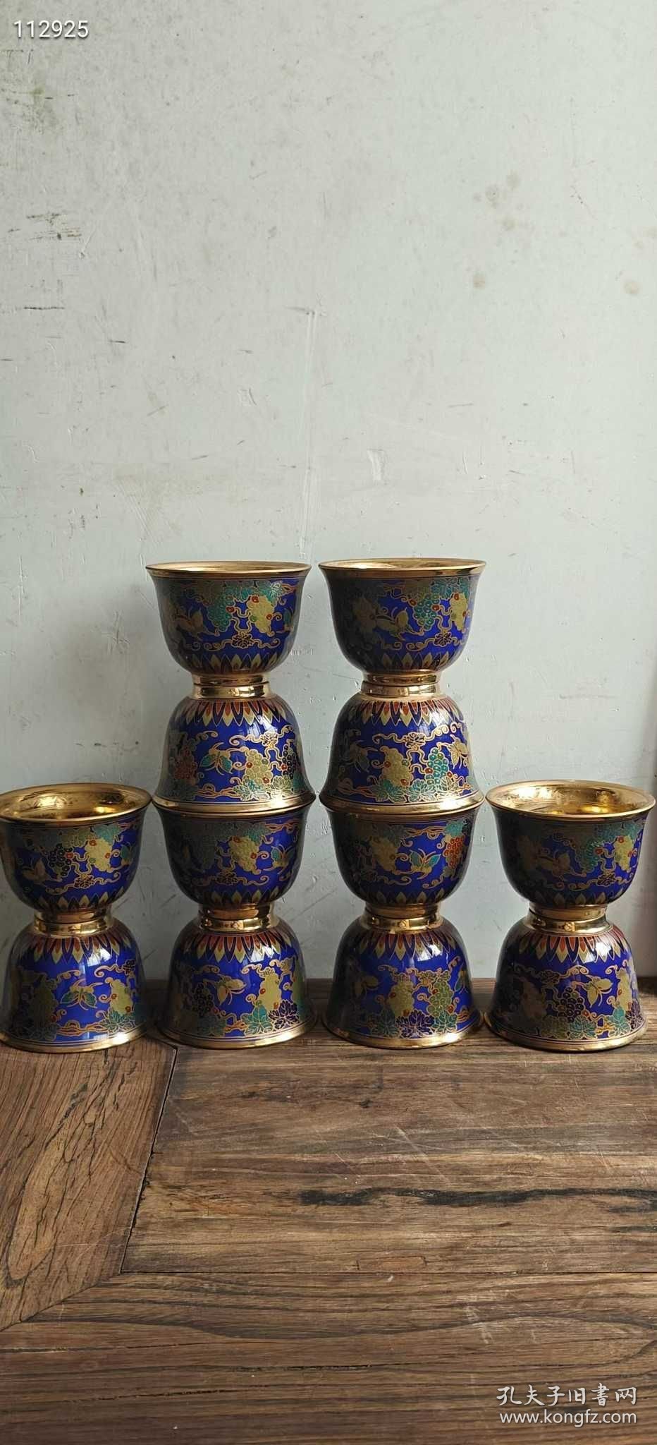 132_大明宣德年制葡萄鎏金杯还有六个