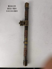 499_旧藏，福禄寿铜烟枪一支。