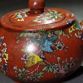 638_蒋蓉老师紫砂壶作品，彩绘紫砂壶