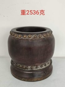 326_檀木鼓敦笔筒一只。